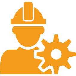 Constructor with hat and a gear